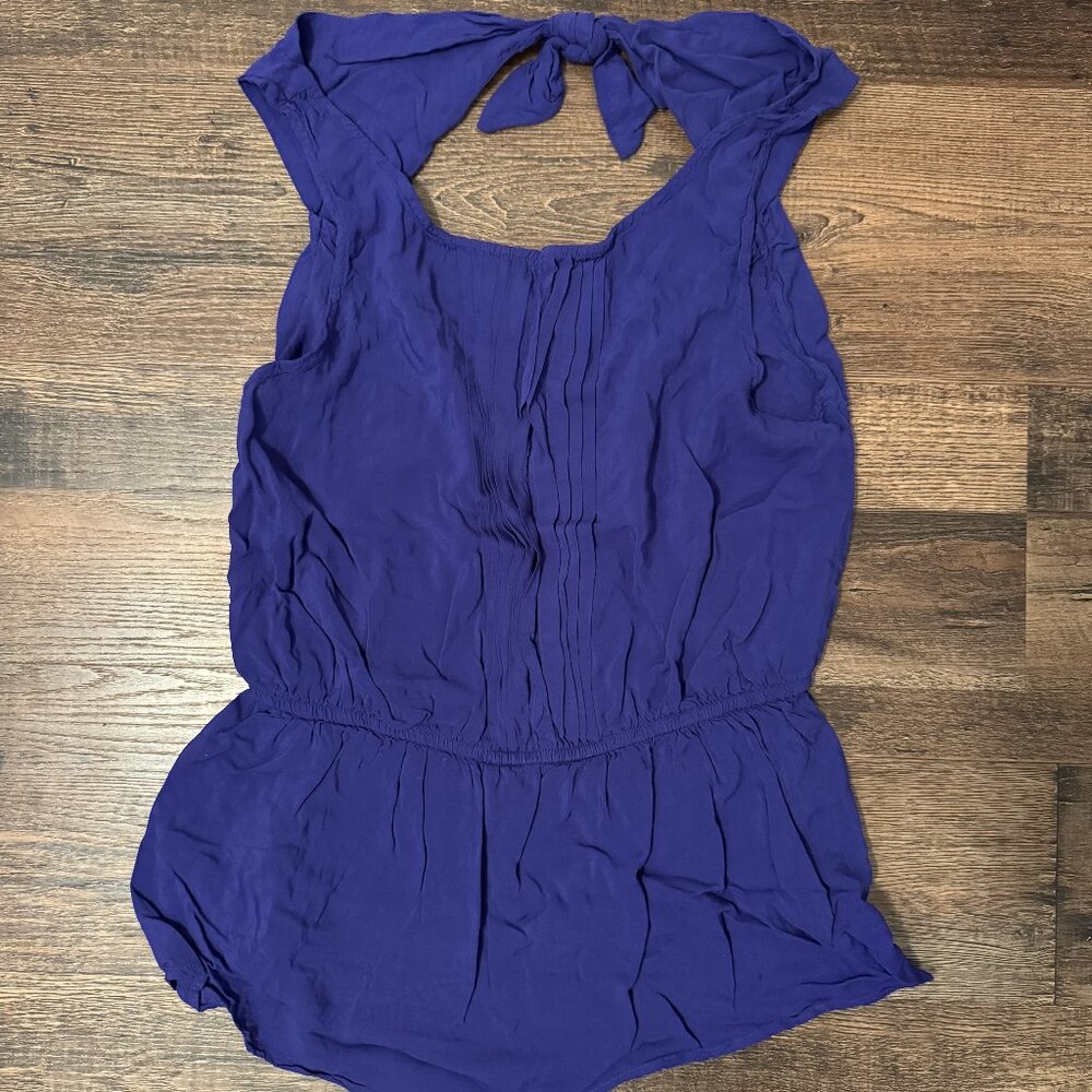 Vanessa & Virginia Anthropologie Women's Blue Tieback Blouse 10